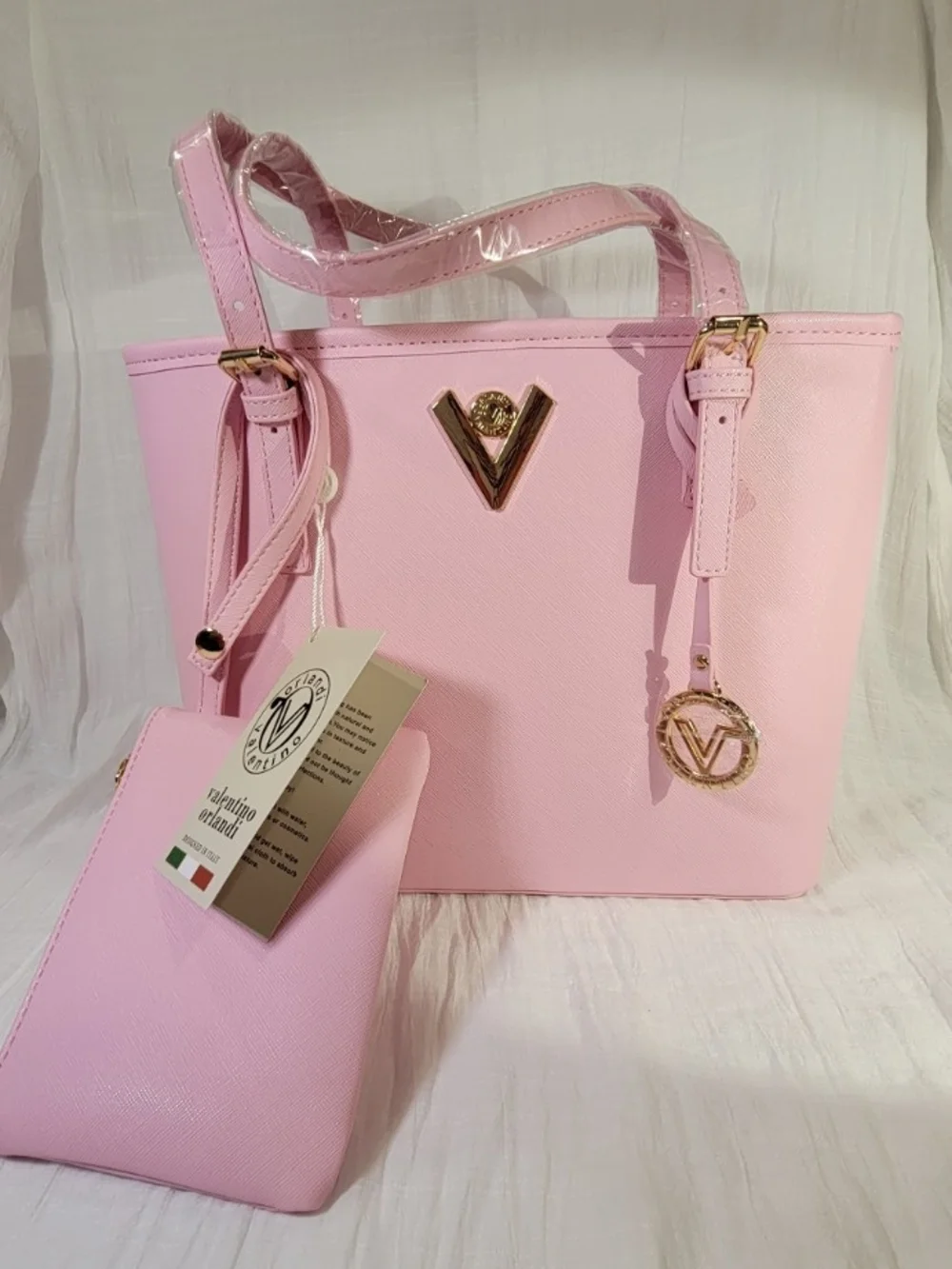 Valentino Orlandi Pink Tote with Pouch NWT
